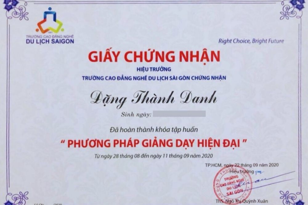 chứng nhận đào tạo phương pháp giảng dạy mới