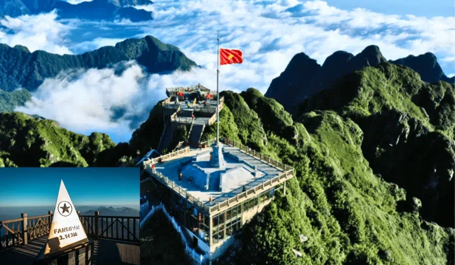 Đỉnh Fansipan Sa Pa với biển mây và cột cờ - Chinh phục nóc nhà Đông Dương tour Miền Bắc