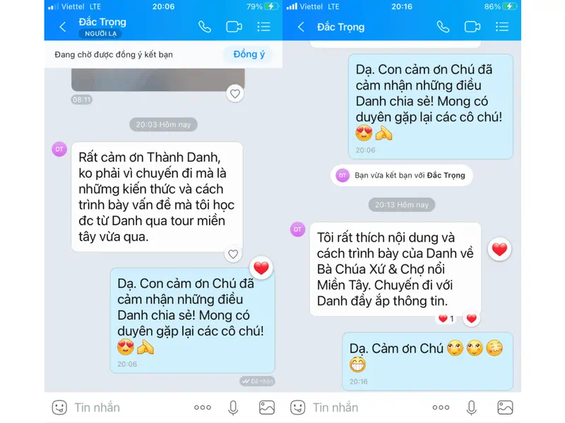 Tin nhắn cảm ơn từ khách hàng và đồng nghiệp